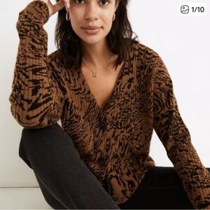 Madewell Tigerized Cameron Ribbed Cardigan